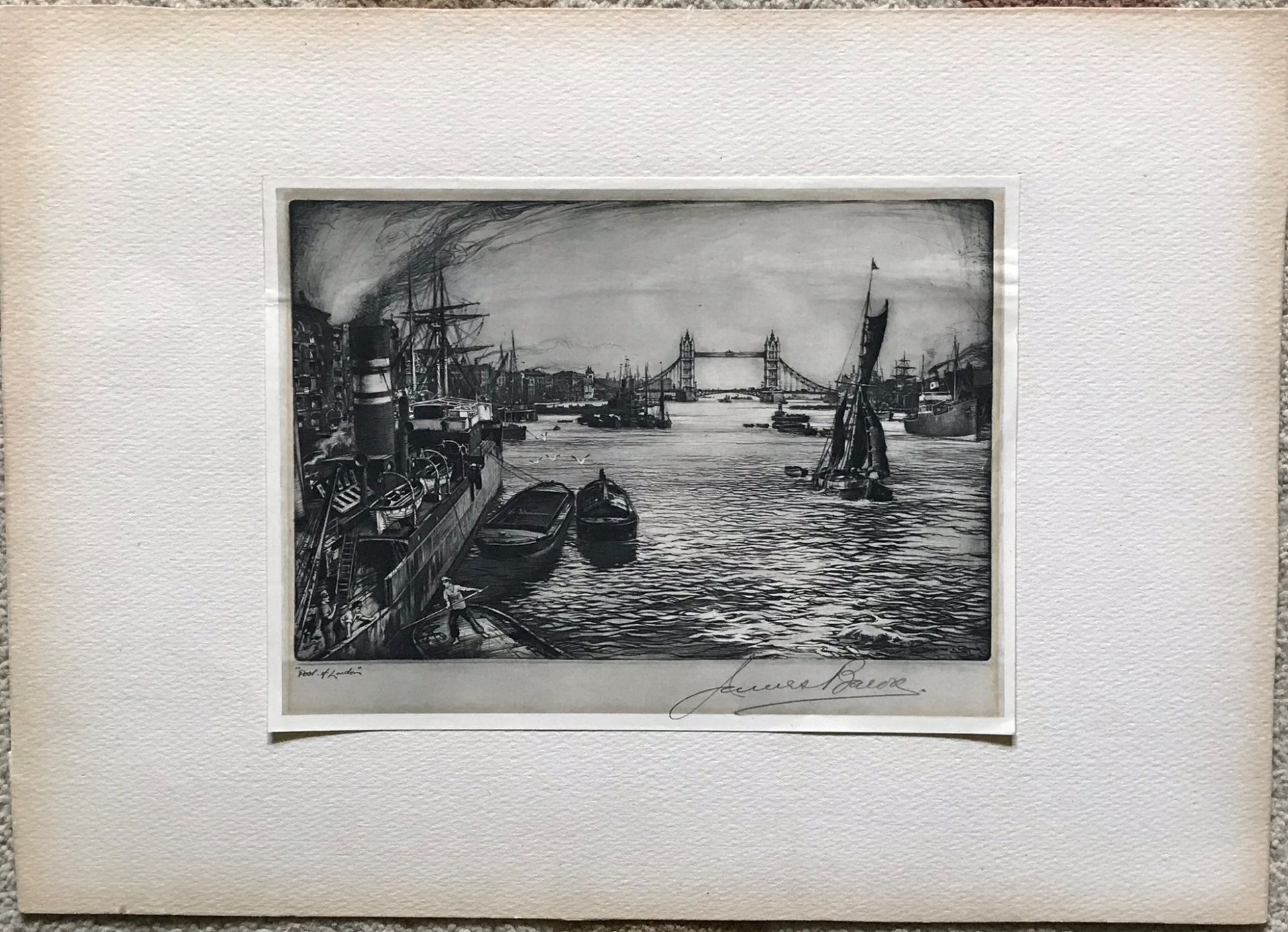 Indistinctly Signed Print Of The Pool Of London - Image 4 of 5