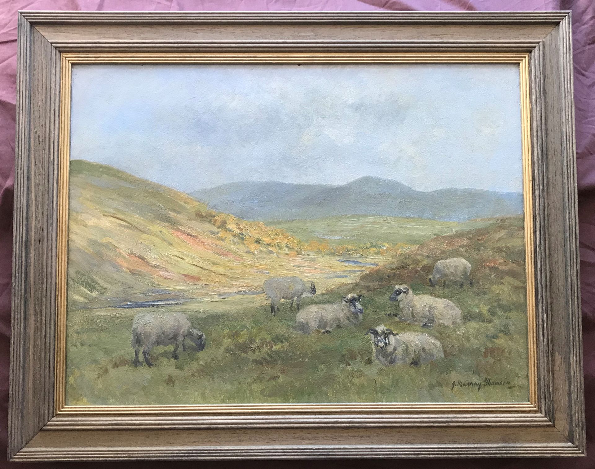 John Murray Thomson 1885-1974 R.S.A, R.S.W, P.S.S.A Sheep On Hillside Grazing - Image 2 of 6