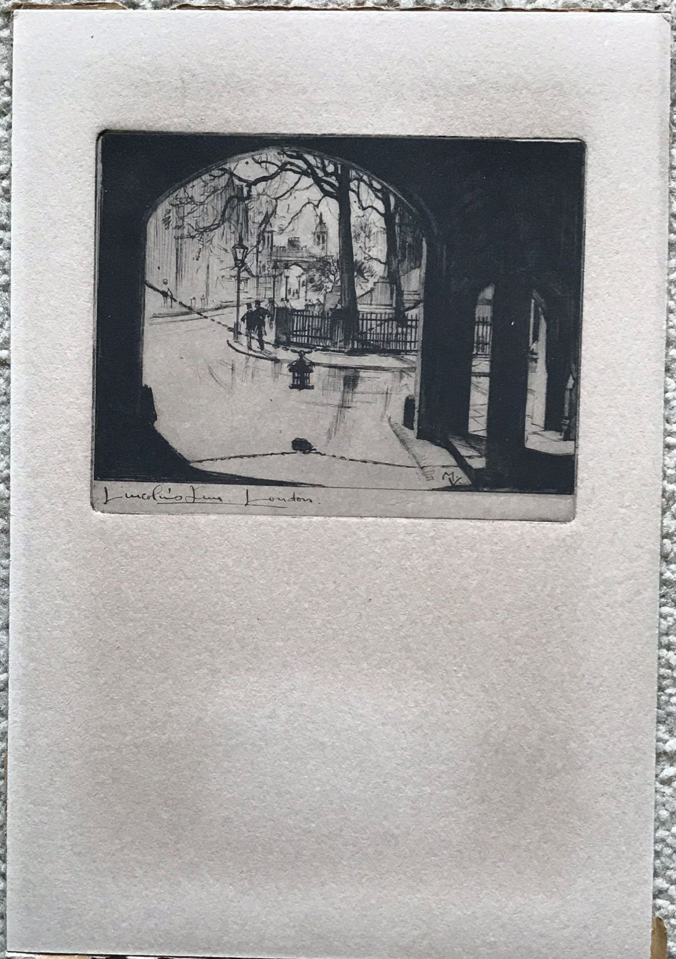 Small Titled Etching Signed In The Plate M.V "Lincons Inn" London - Image 4 of 4