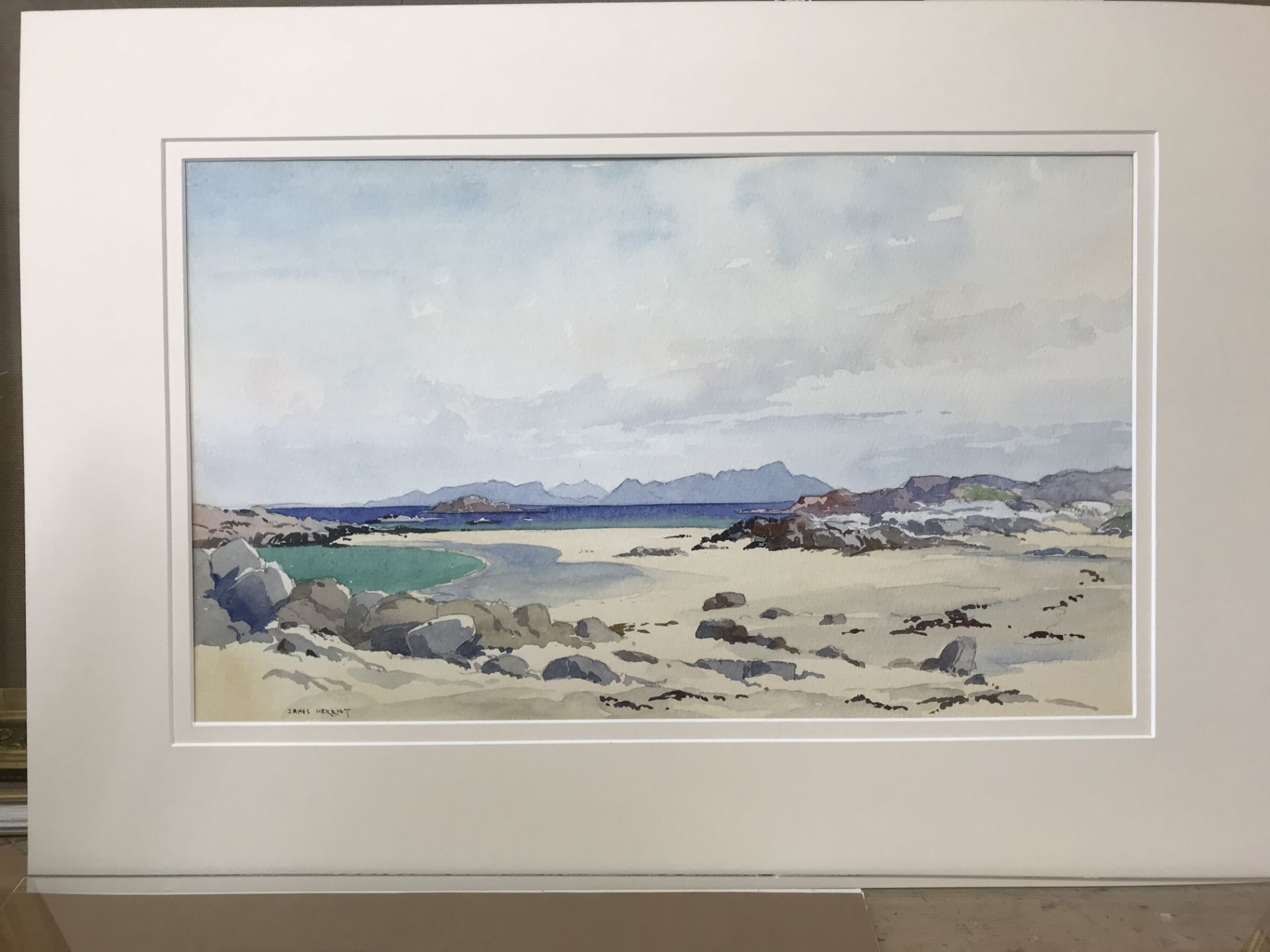 James Herriot (Scottish)  Eigg From Rhum Watercolour - Image 3 of 4