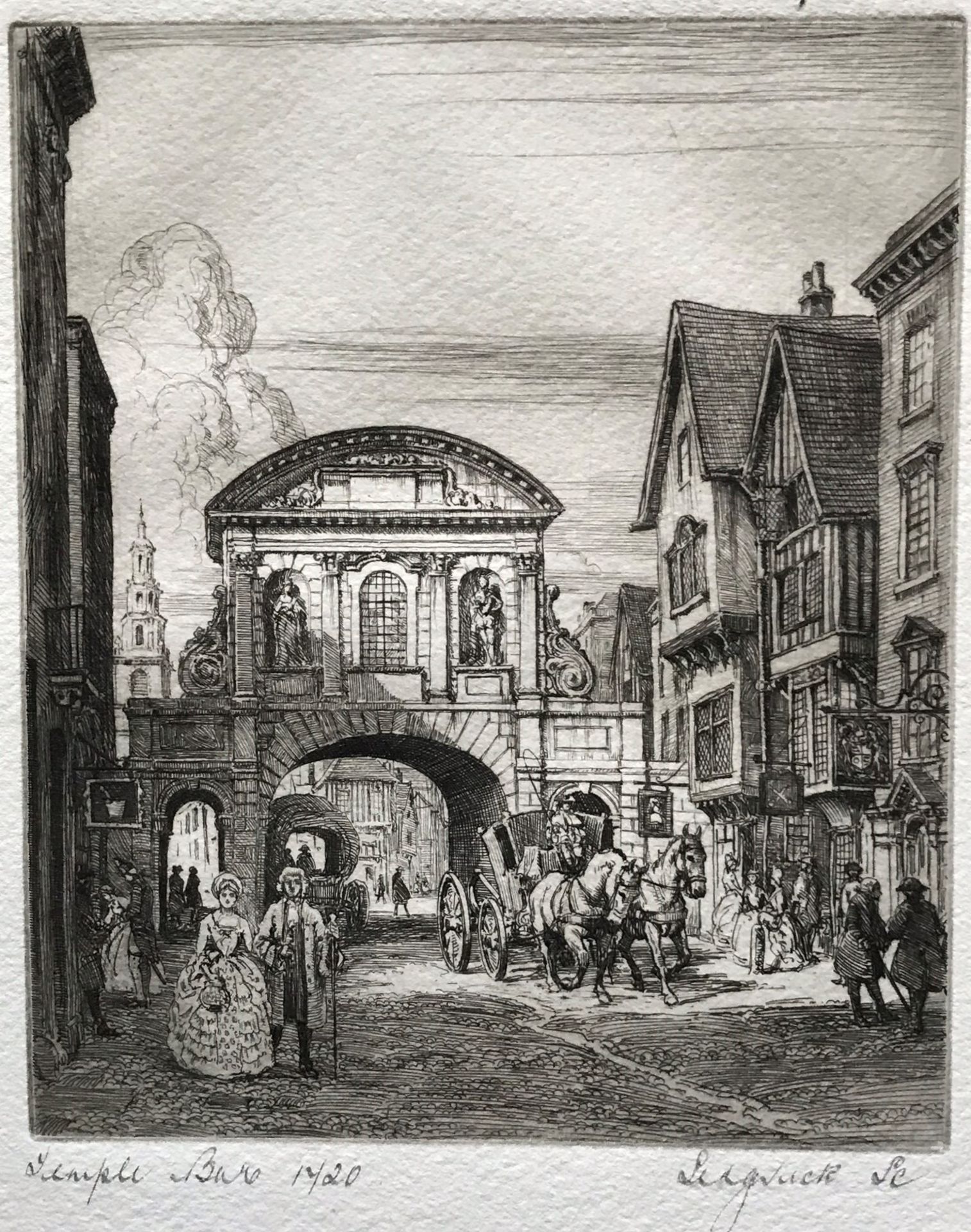 Original Signed And Titled Etching "Temple Gate" London By Sedgwick - Image 4 of 5