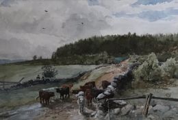 Cattle In A Lowland Drove By John Smart 1838-1899 Exhibited R.S.A, R.A, R.B.A