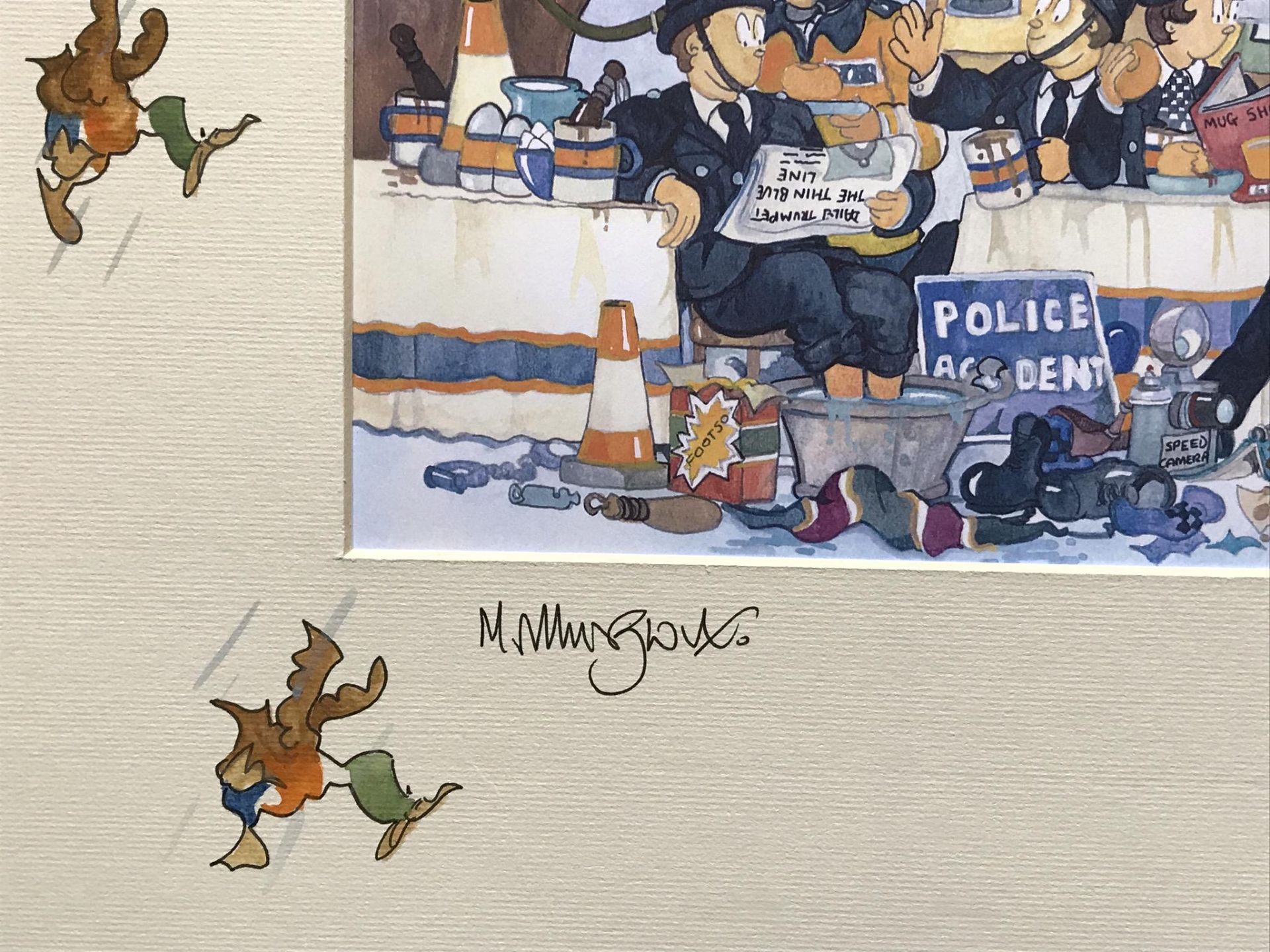 Humorous Police Cartoon Print Within A Hand Drawn/Painted Mount - Image 2 of 4