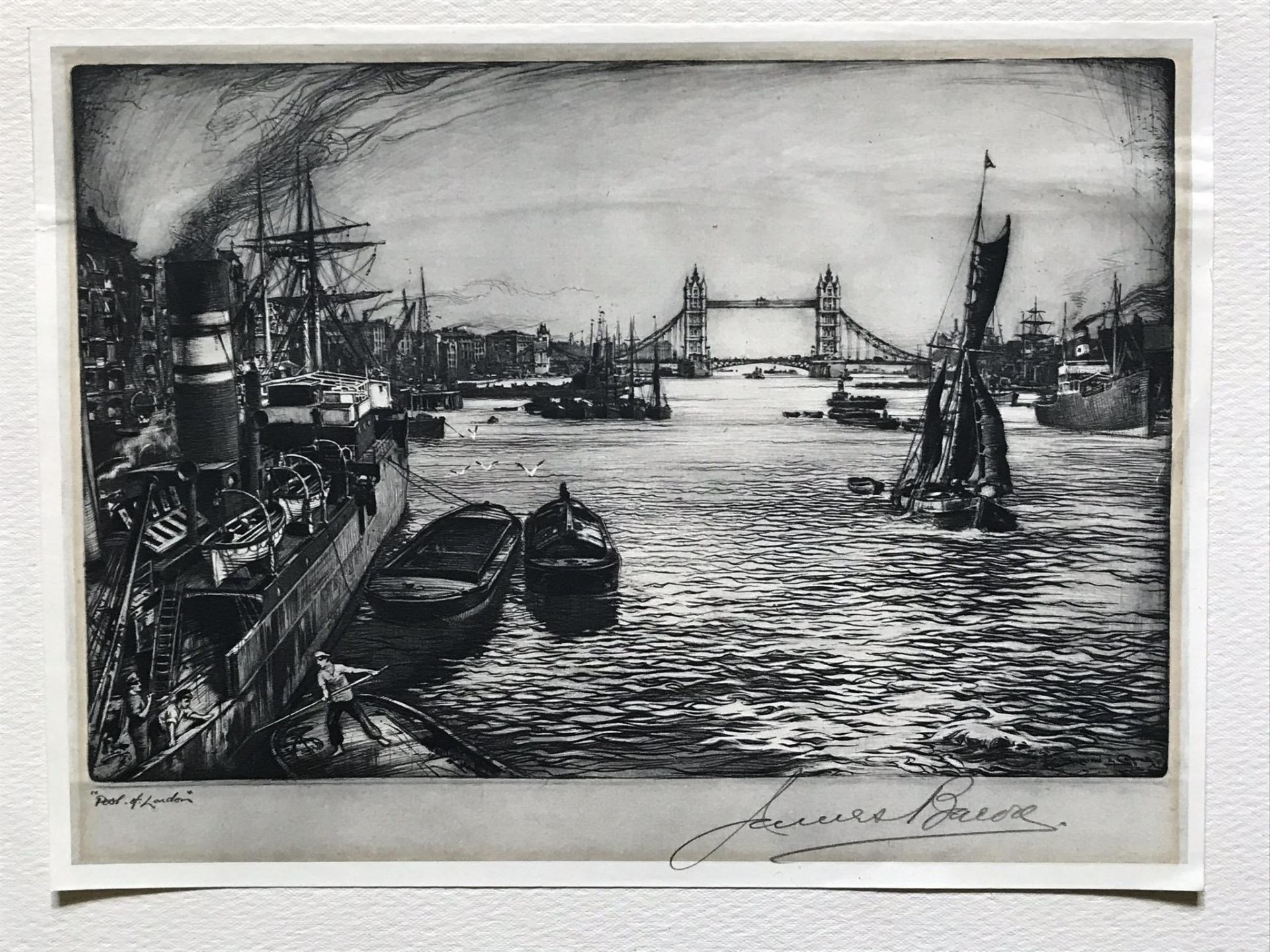 Indistinctly Signed Print Of The Pool Of London - Image 3 of 5