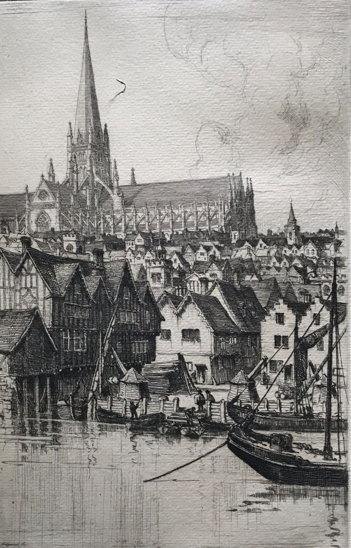 Original Signed And Titled Limited Edition Etching "Old St Pauls" By Sedgwick