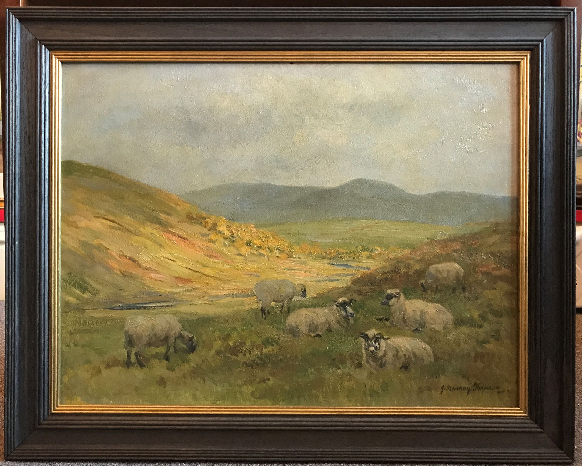 John Murray Thomson 1885-1974 R.S.A, R.S.W, P.S.S.A Sheep On Hillside Grazing - Image 6 of 6