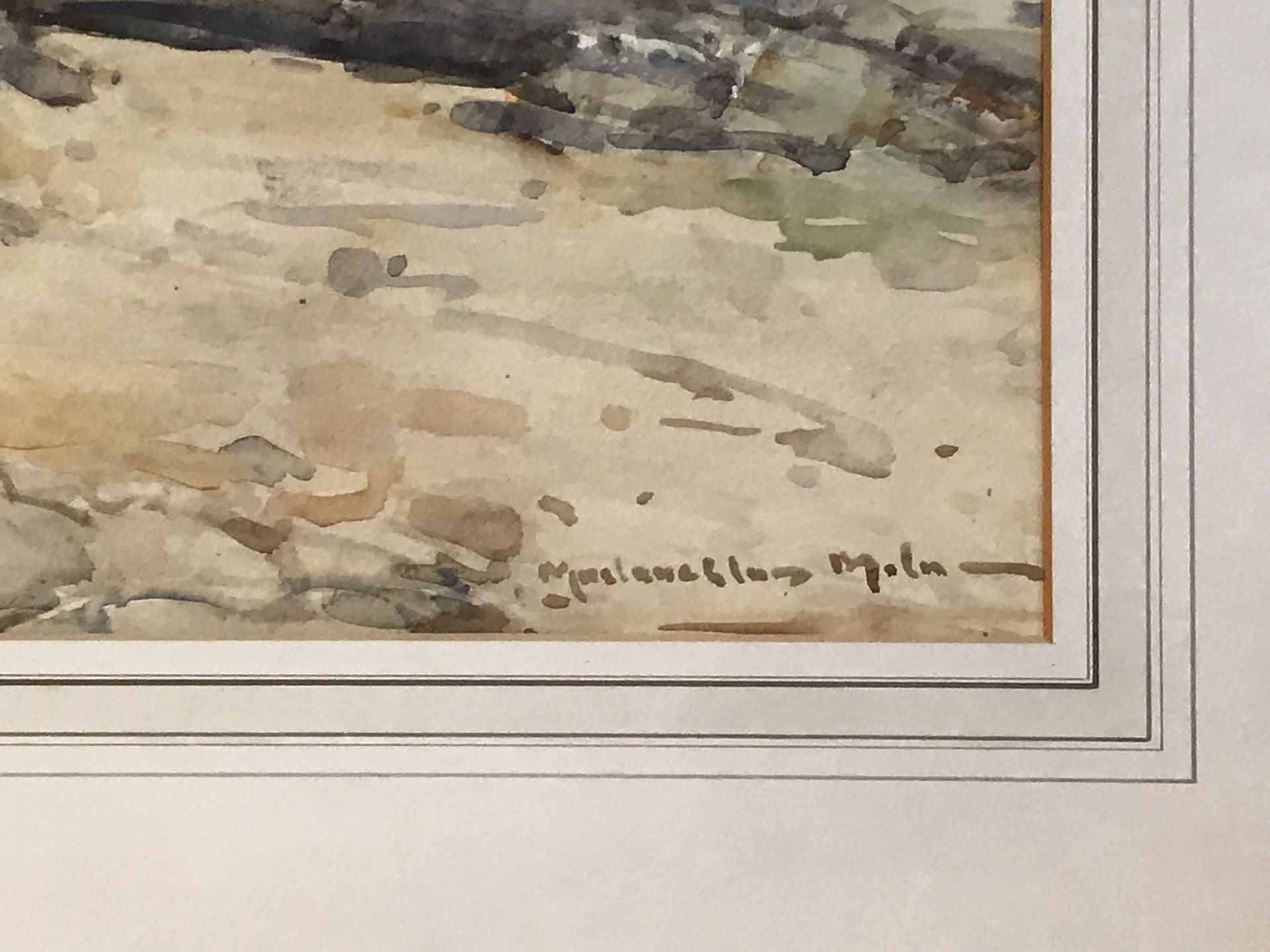 John Malaughlan Milne A.R.S.A, R.S.A, Watercolour Children On The Sand Dunes - Image 3 of 4