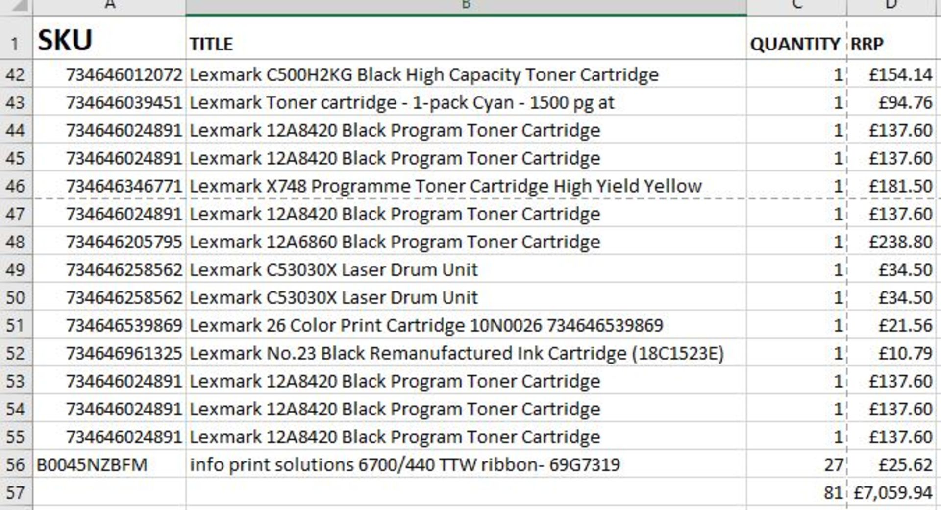 Untested Toner and Cartridge Returns – 81 Items - RRP £7,059.94 - Image 7 of 7