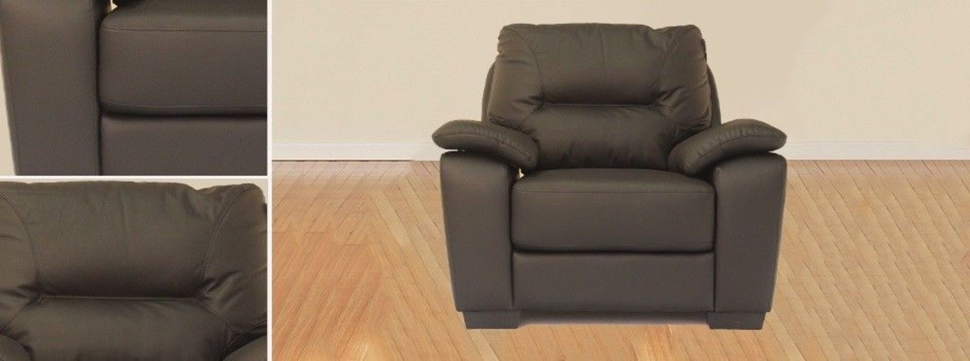 Stamford BLACK Single Seat Real Leather Chair - No Reserve - Image 2 of 3