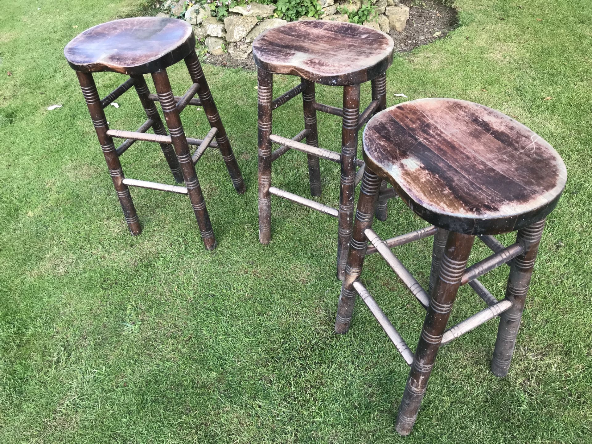 3 x Wooden Bar Stools - shabby chic