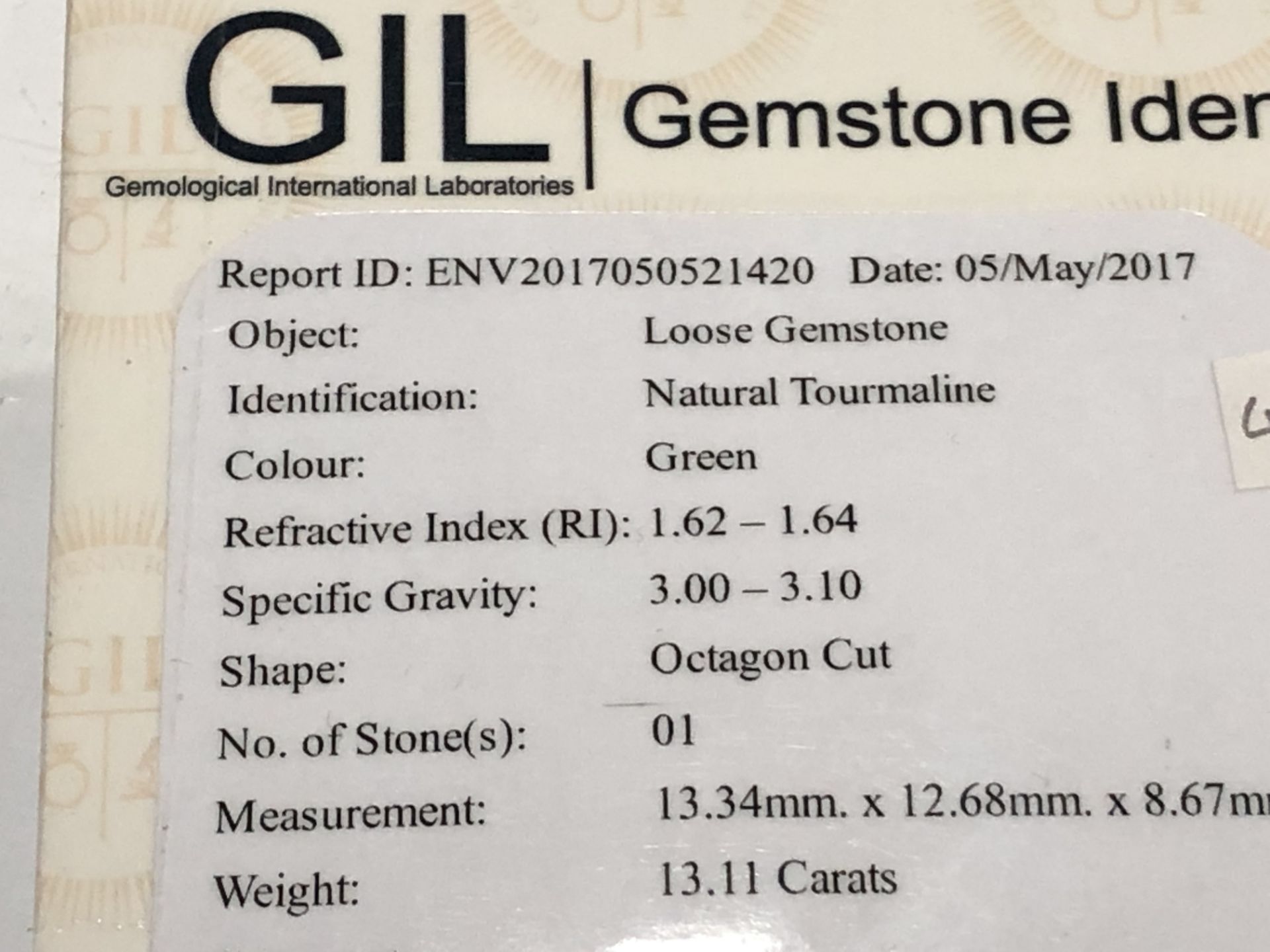 13.11ct Natural Tourmaline with GIL Certificate - Image 3 of 3