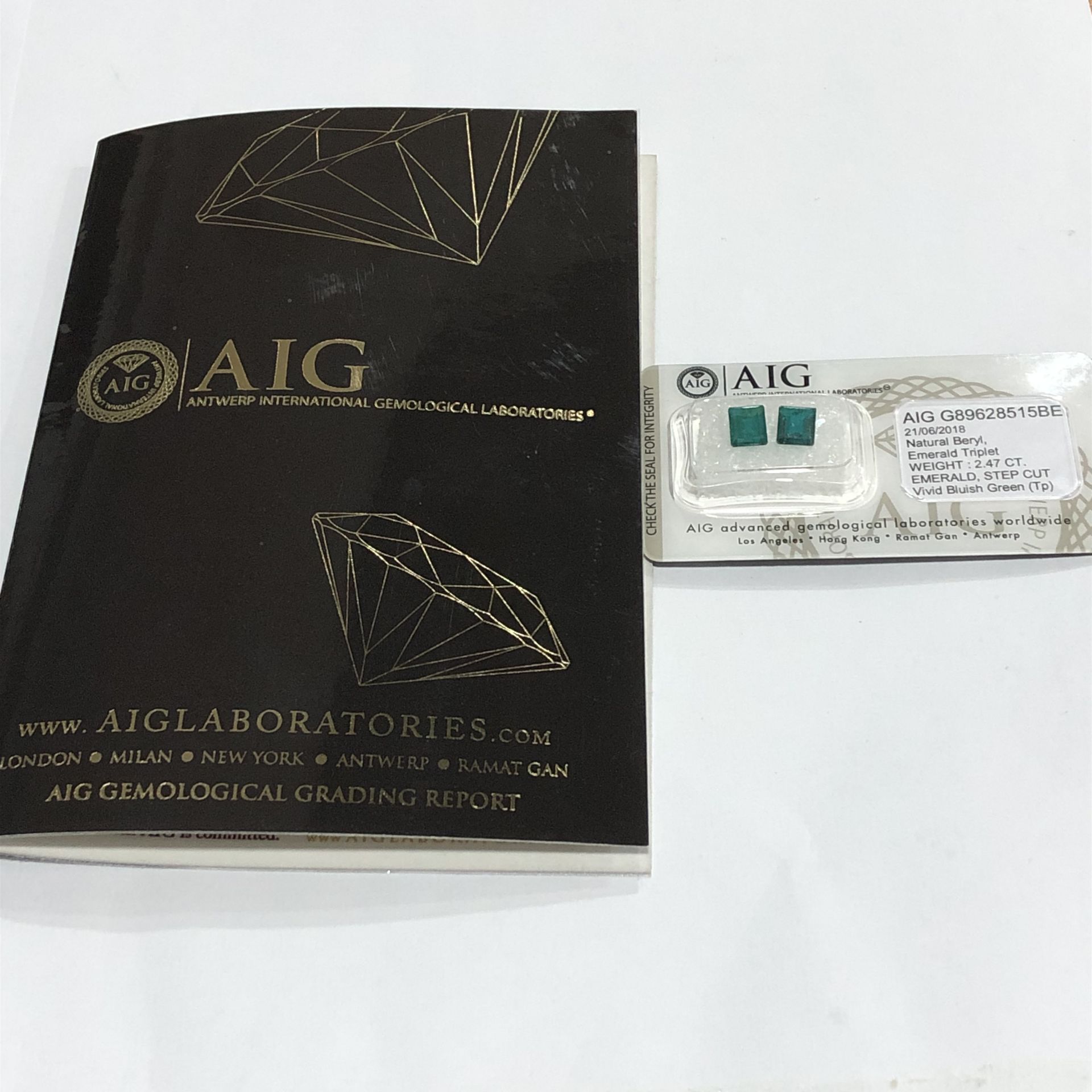 2.47ct Pair of Natural Emeralds with AIG Certificate