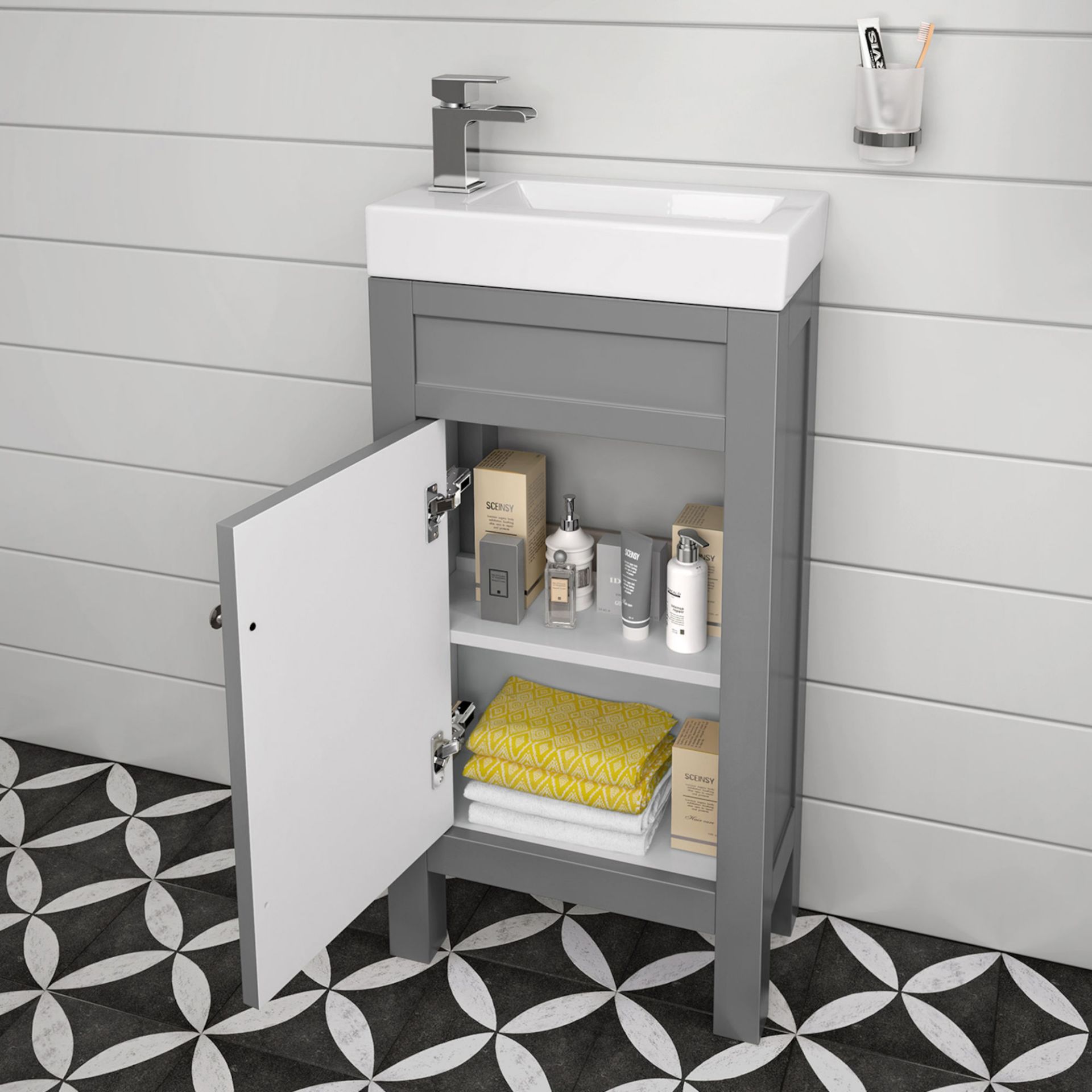 (LP31) 440mm Melbourne Earl Grey Cloakroom Vanity Unit - Floor Standing. RRP £399.99. Comes compelte - Image 2 of 6