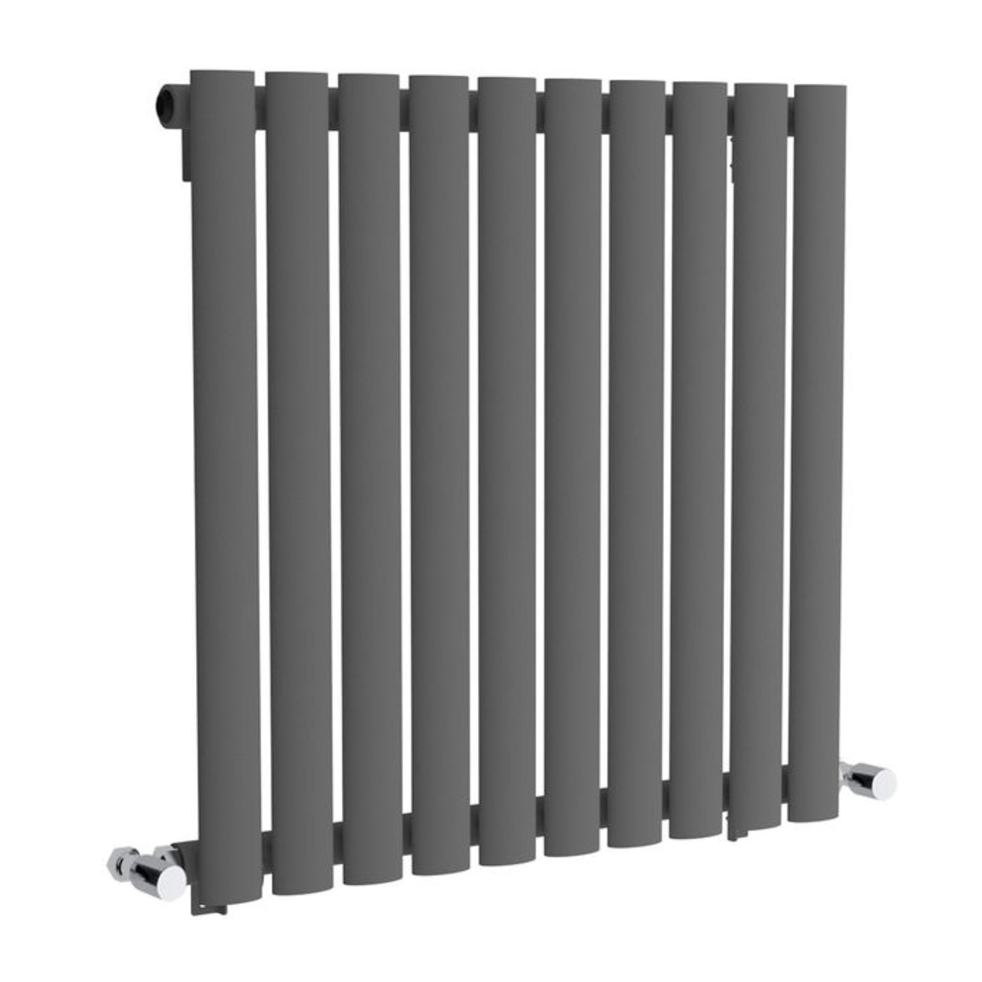 (LP16) 600x600mm Anthracite Single Panel Oval Tube Horizontal Radiator. RRP £189.99. Made from low - Image 3 of 3
