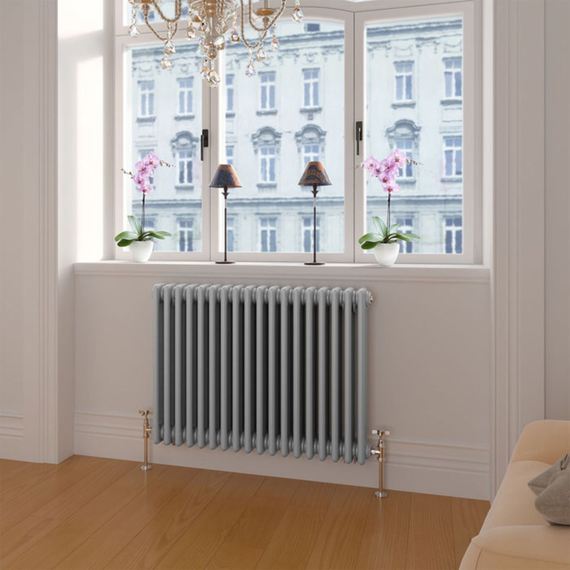 (LP34) 600x820mm Earl Grey Triple Panel Horizontal Colosseum Radiator. RRP £459.99. For elegant - Image 3 of 4