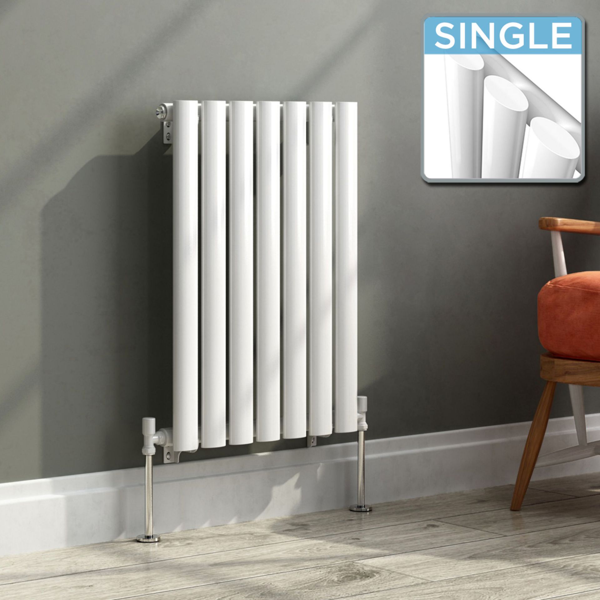 (LP42) 600x420mm White Single Panel Oval Tube Horizontal Radiator. RRP £159.99. Made from high - Image 3 of 5