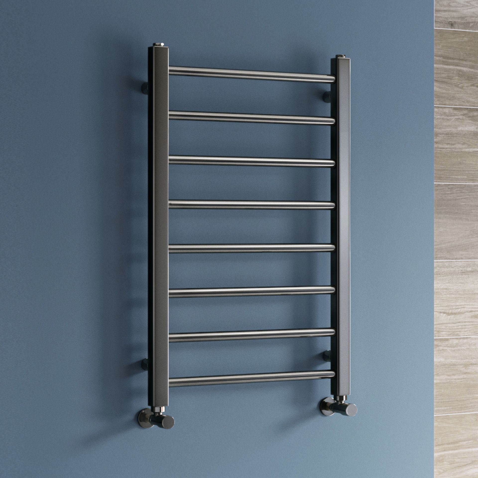 (LP17) 800x500mm Black Nickel Heated Straight Rail Ladder Towel Radiator. RRP £349.99. Constructed