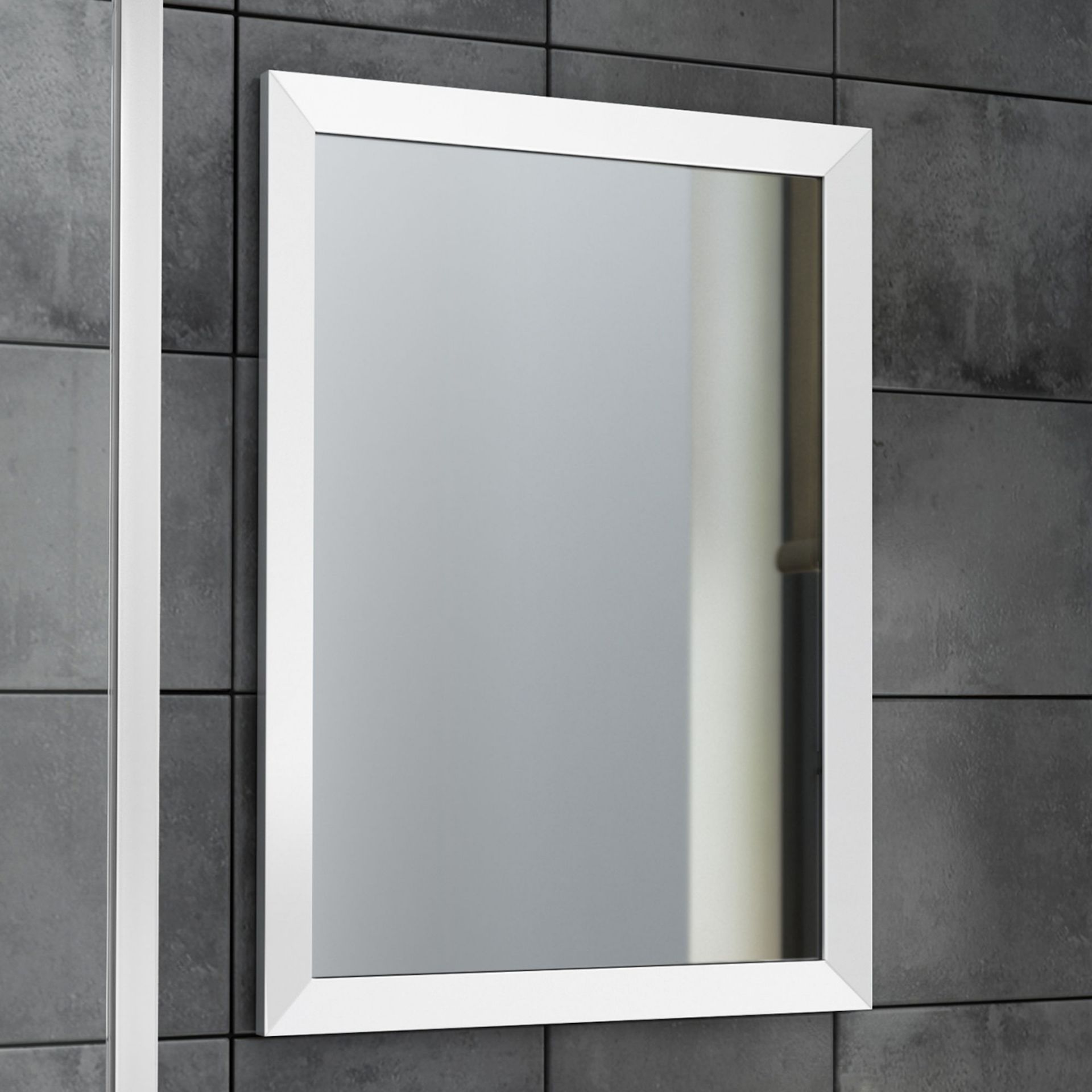 (ZL288) 500x700mm Clover Gloss White Framed Mirror. Made from eco friendly recycled plastics Water