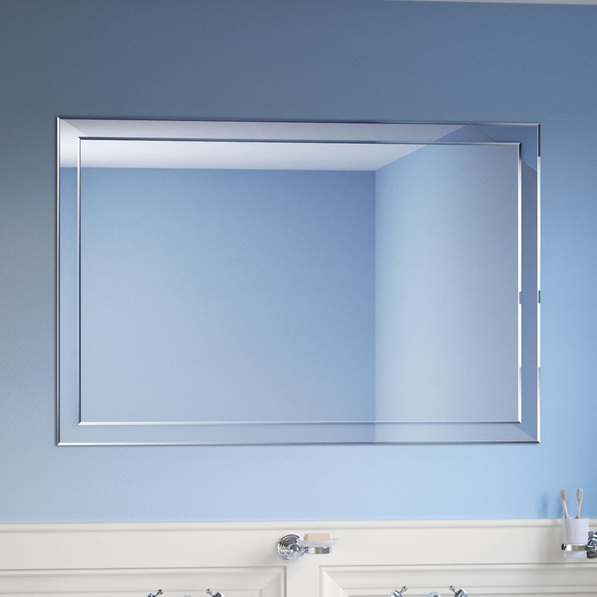 (LP28) 800x1200mm Bevel Mirror. Smooth beveled edge for additional safety and style Supplied fully