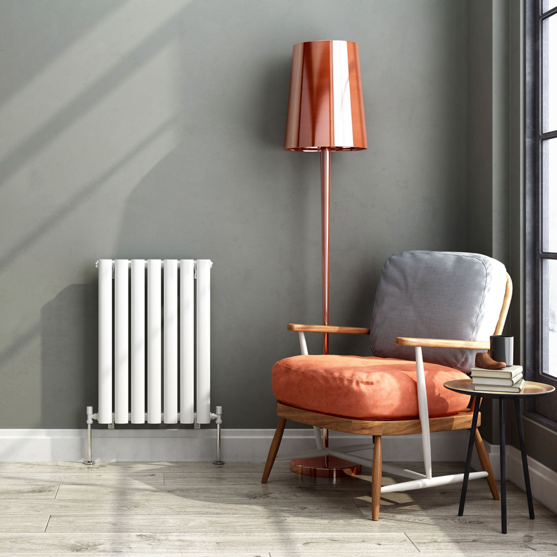 (LP42) 600x420mm White Single Panel Oval Tube Horizontal Radiator. RRP £159.99. Made from high