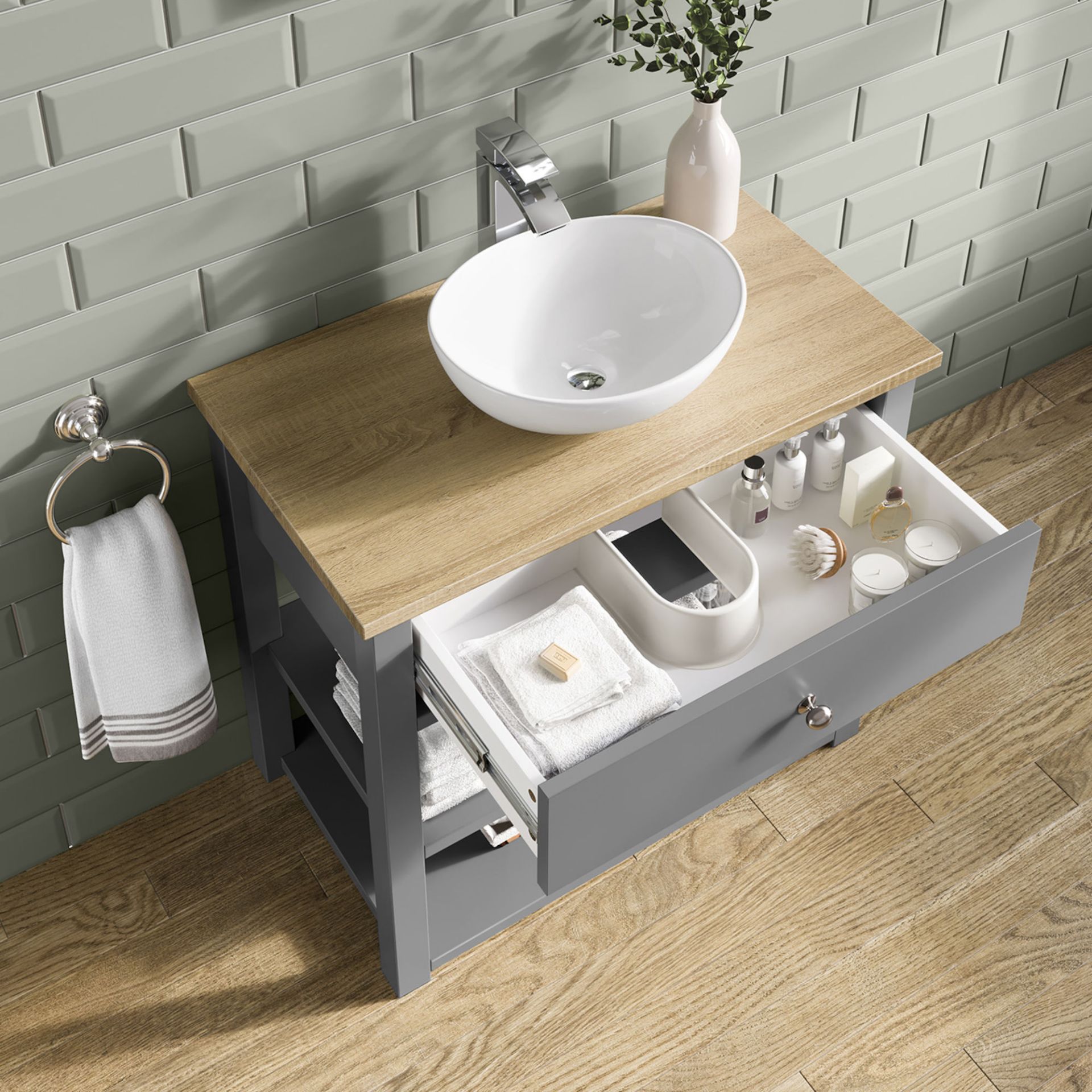 (LP2) Sutton Countertop Vanity Unit and Double Camila Basin. Comes complete with basins. Double - Image 2 of 7