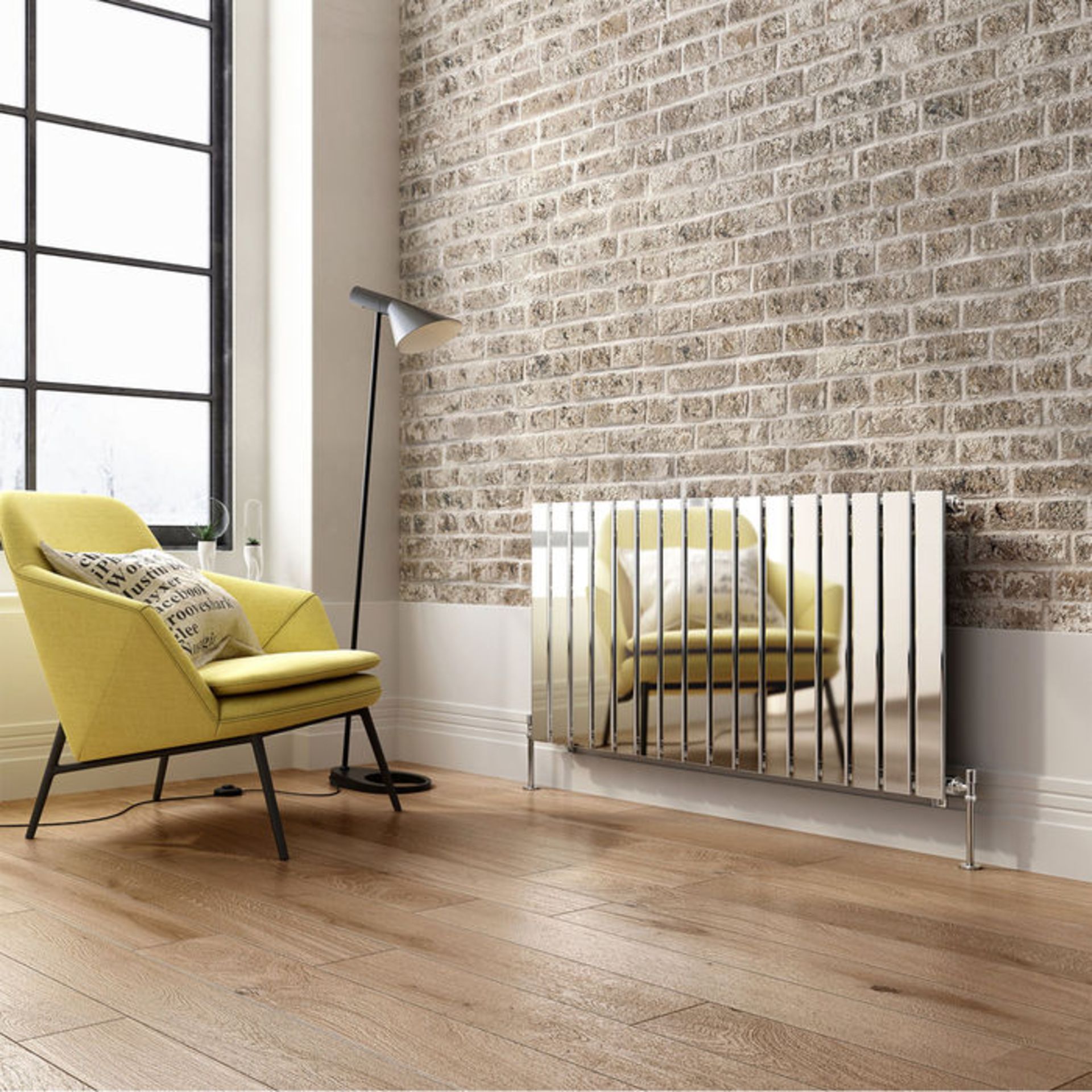 (LP19) 600x1210mm Chrome Single Flat Panel Horizontal Radiator. RRP £449.99. Made from high grade - Image 2 of 3