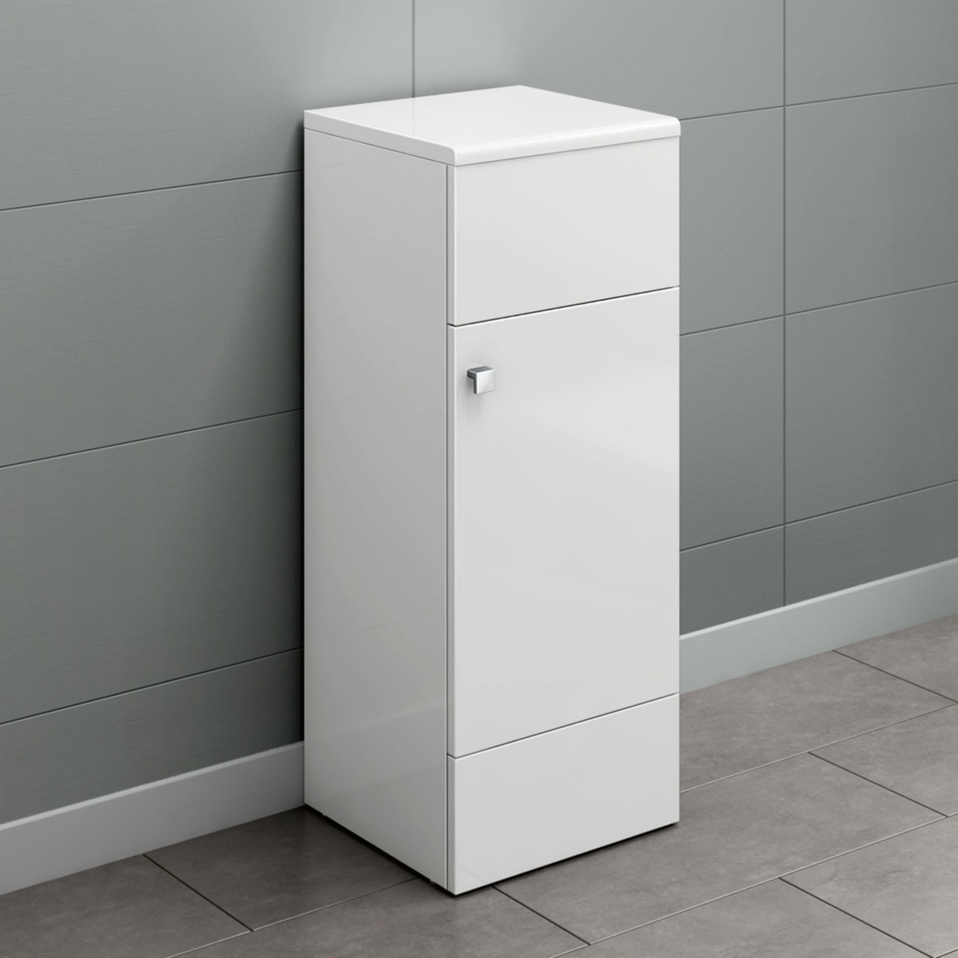 (TY83) 300mm Harper Gloss White Small Side Cabinet Unit. RRP £199.99. Our compact unit offers two
