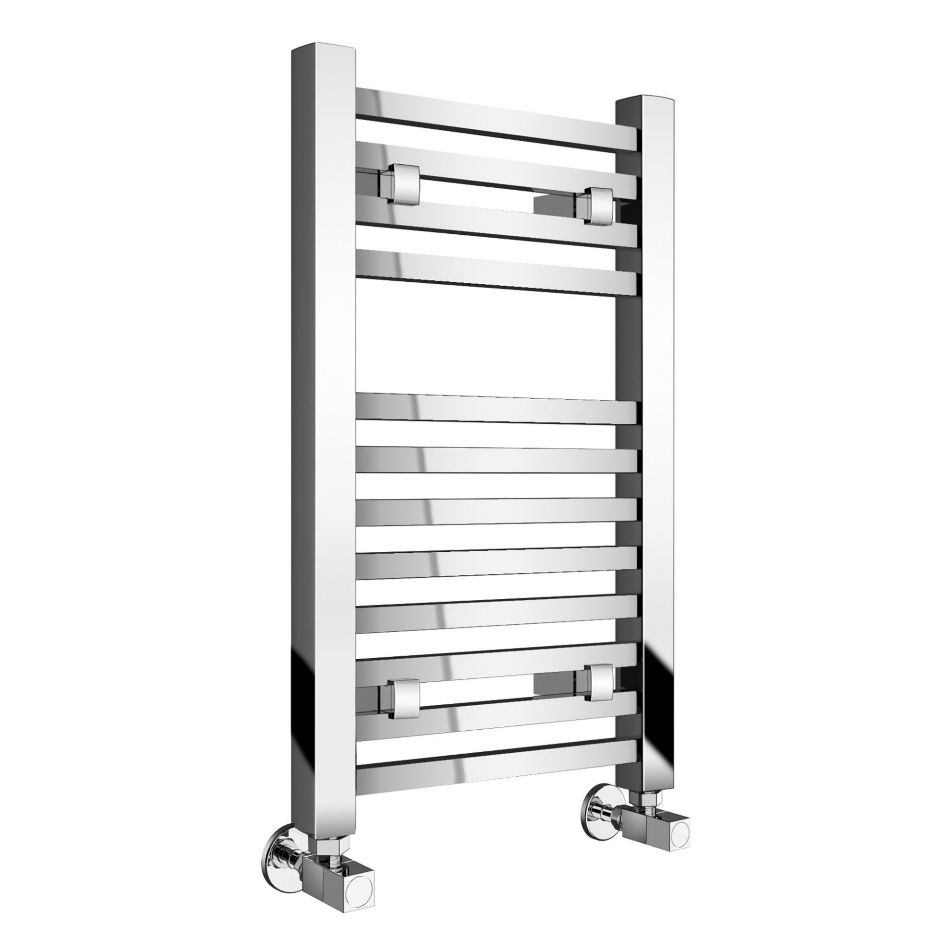 (TY18) 650x400mm Chrome Square Rail Ladder Towel Radiator. RRP £184.99. Made from low carbon steel - Image 2 of 3