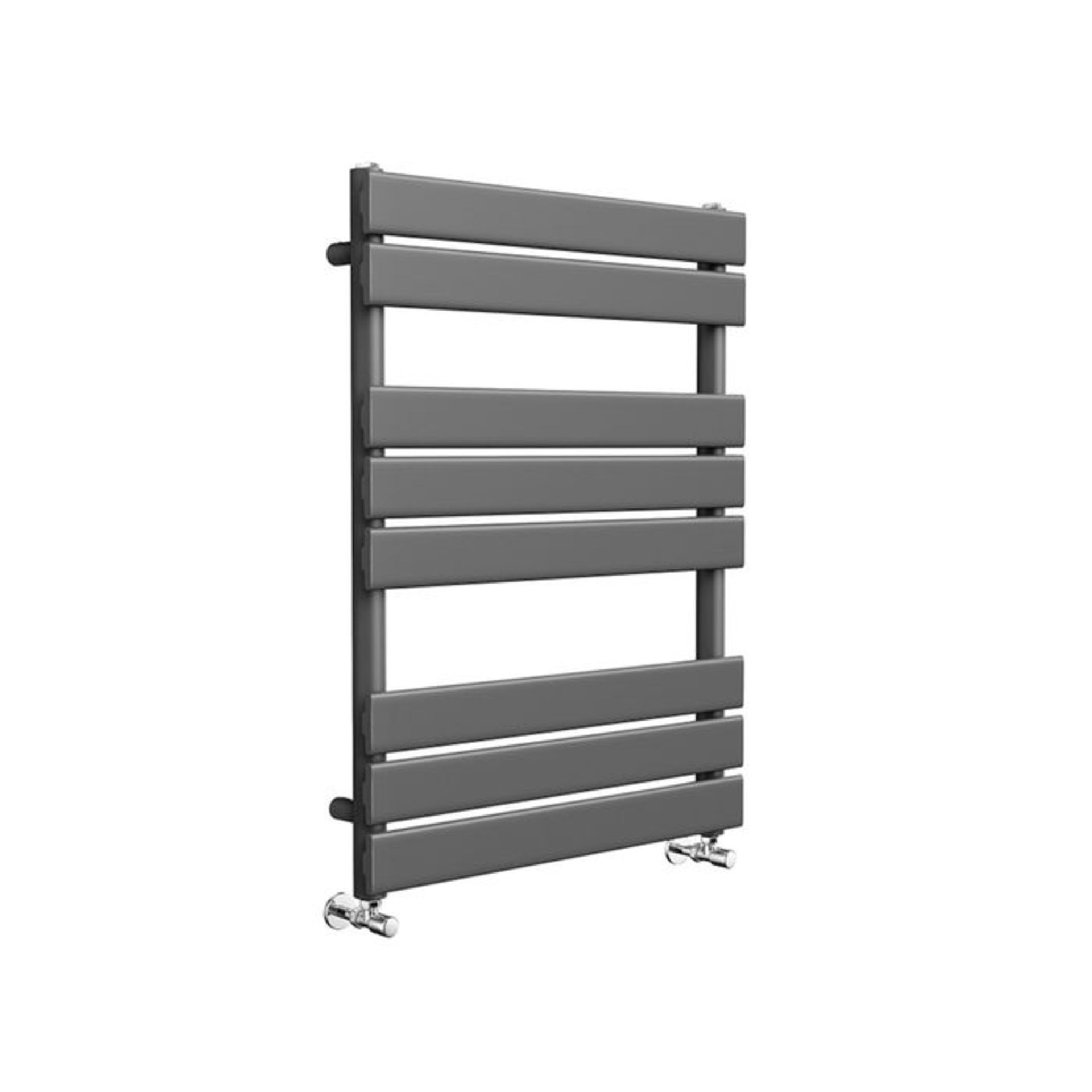 (LP18) 800x600mm Anthracite Flat Panel Ladder Towel Radiator. RRP £249.99. Made with low carbon - Image 3 of 3