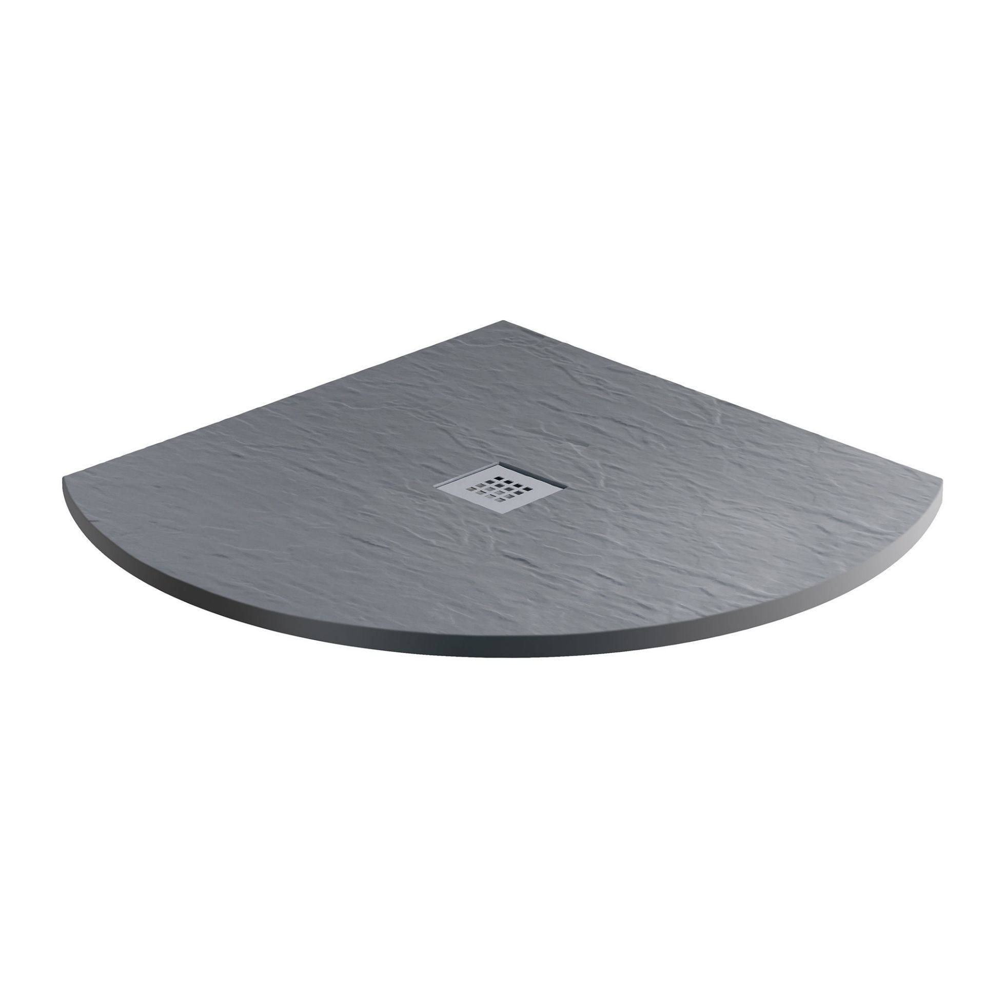 (LP49) 900x900mm Quadrant Slate Effect Shower Tray in Grey & Chrome Waste. Manufactured in the UK