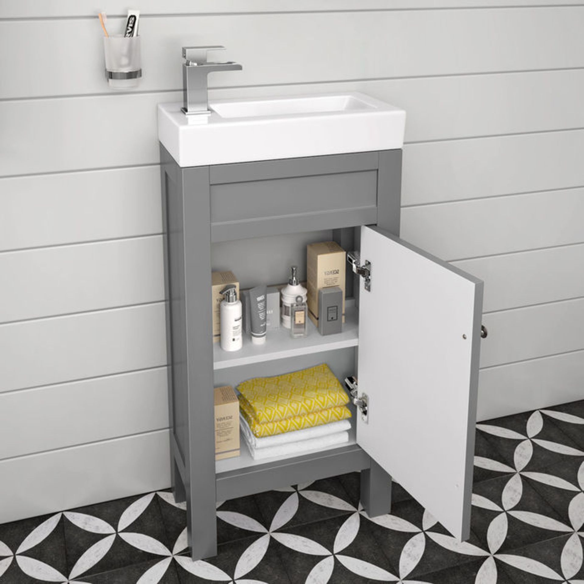 (LP31) 440mm Melbourne Earl Grey Cloakroom Vanity Unit - Floor Standing. RRP £399.99. Comes compelte - Image 3 of 6