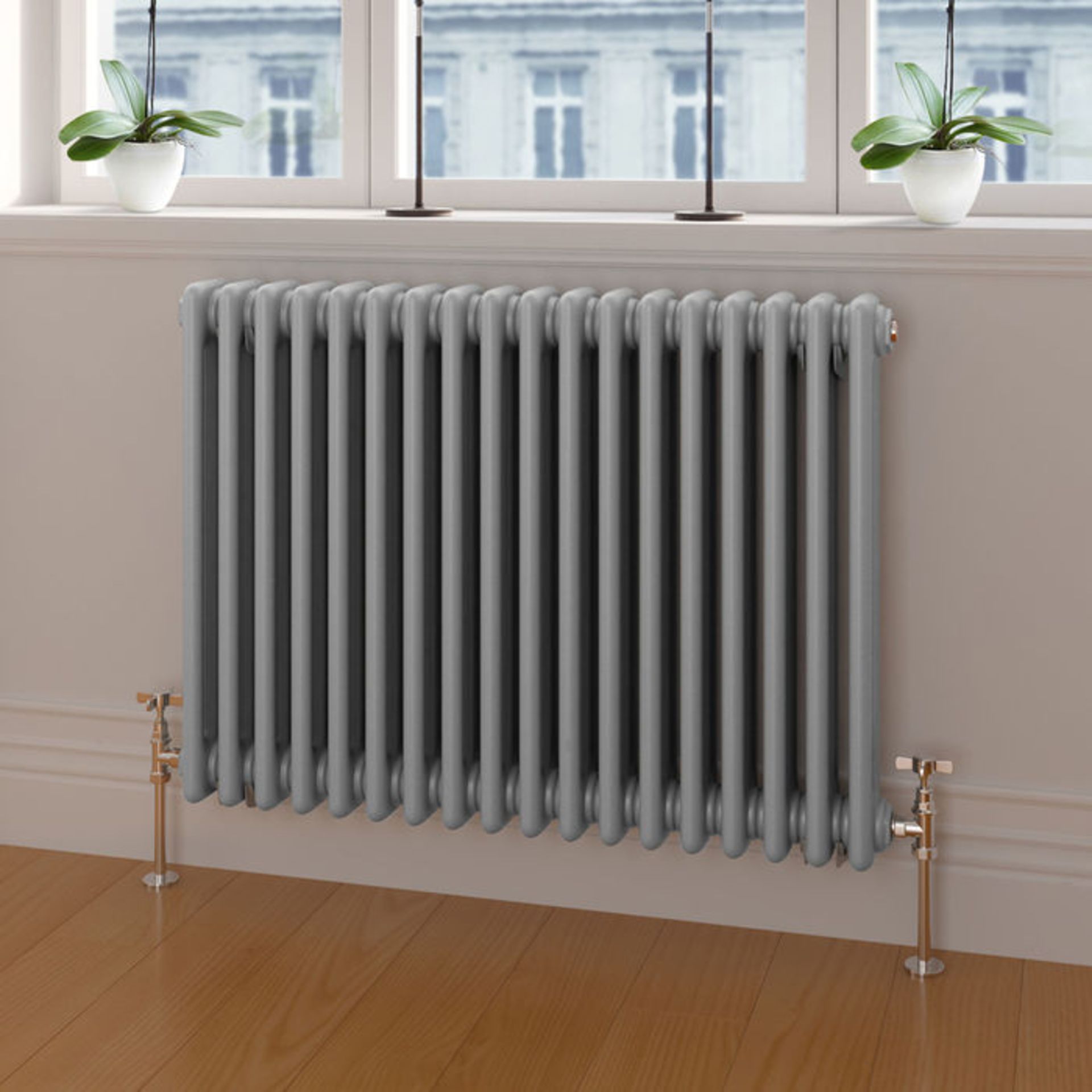 (LP34) 600x820mm Earl Grey Triple Panel Horizontal Colosseum Radiator. RRP £459.99. For elegant - Image 2 of 4