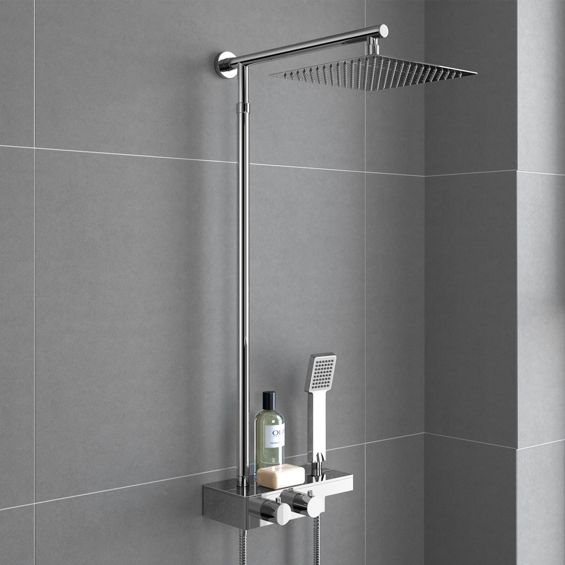 (SM5) Square Exposed Thermostatic Shower Shelf, Kit & Large Head. RRP £349.99. Style meets - Image 3 of 4