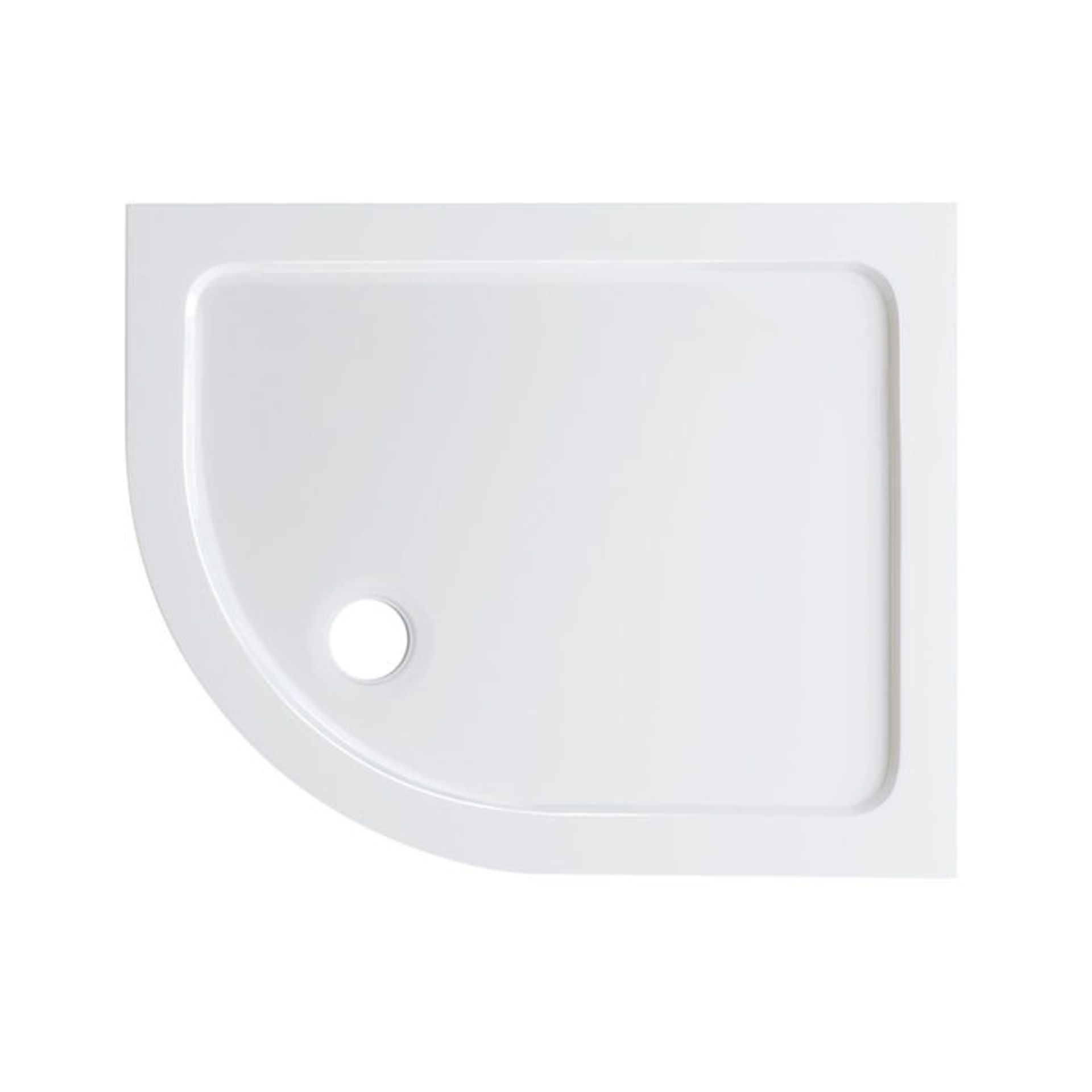 (NY38) 1000x800mm Offset Quadrant Ultra Slim Stone Shower Tray - Left. Low profile ultra slim design