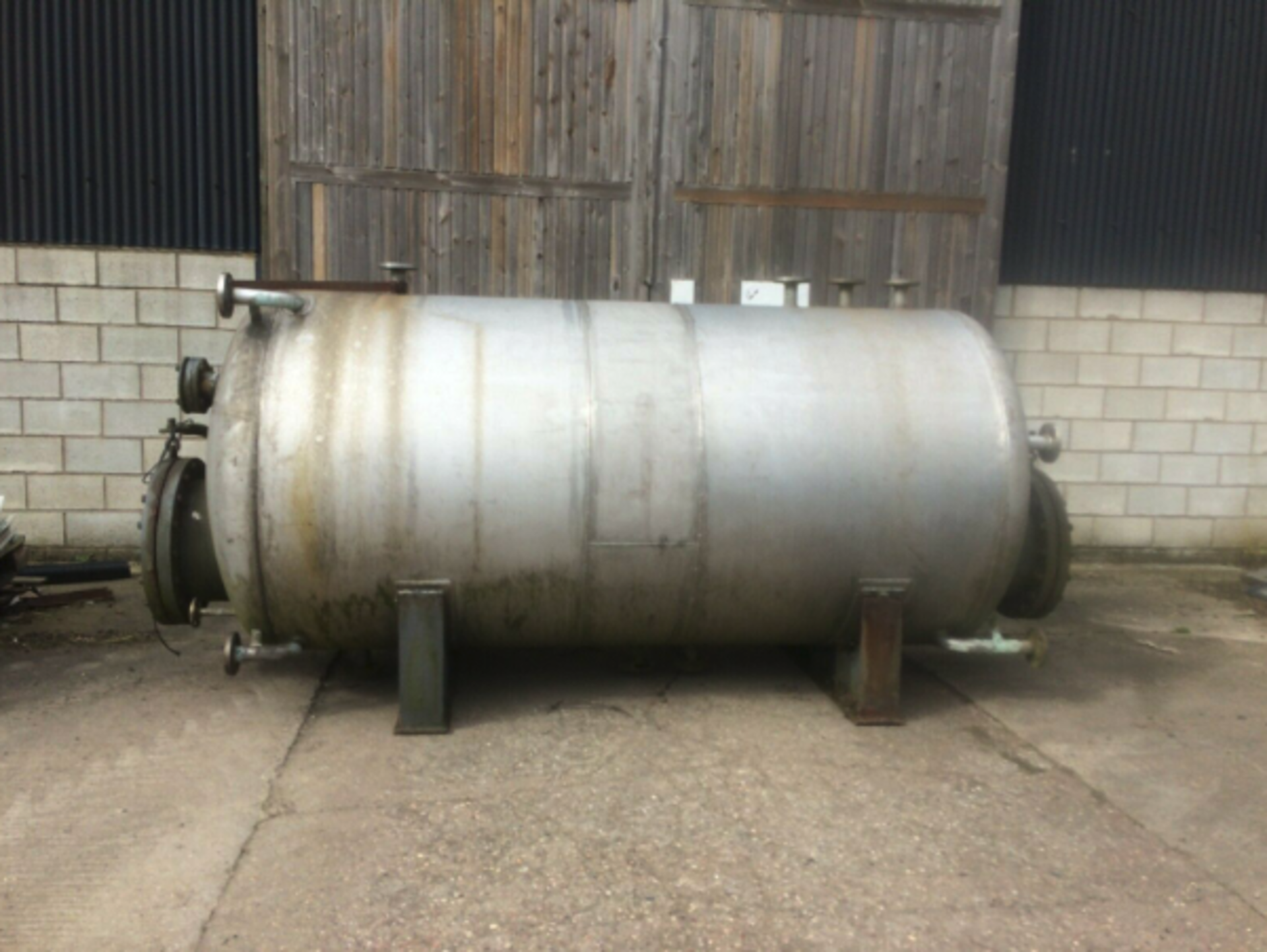 Horizontal Stainless Steel Tank on Steel Cradles