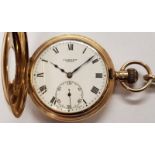 J.W.Benson Of London. 9ct Gold Half Hunter Pocket Watch & Double Albert Chain With T Bar And Fob