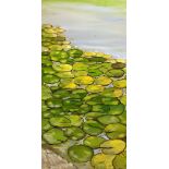 Water Lilies In The Sunlight II. Landscape oil painting on Canvas by Artist Lucy Fiona Morrison