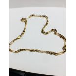 9K yellow Gold hand made fancy 26" solid necklace, 33.9g