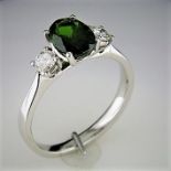 Oval Diopside Ring with Diamonds