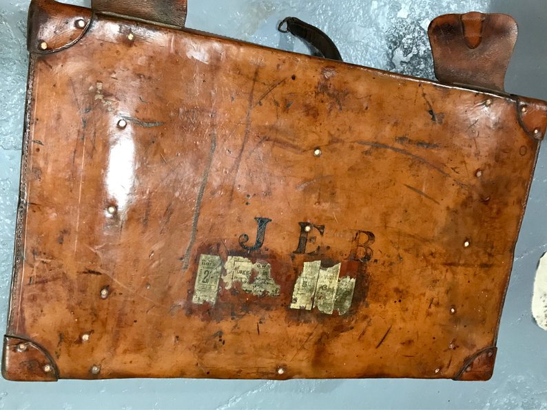 Wartime Vintage Leather Suitcase, Initialled J.E.B. Complete With Provenance Of Ownership c1900s - Image 2 of 10