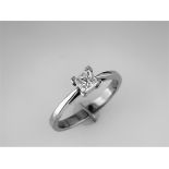 0.77 Carat Princess Cut Diamond Solitaire Ring