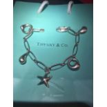 Tiffany & Co Elsa Peretti 5 Charm Sterling Silver Bracelet US version