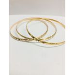 Three 18K yellow Gold solid ladies slave bangles, 32.4g