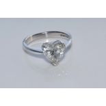 Heart cut diamond ring mounted on 18ct white gold band