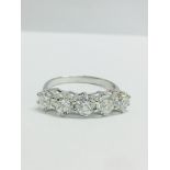 18K white gold Ladies diamond five stone ring with 1.65ct Brilliant cut Diamonds, 1.65ct /