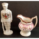 Antique Art Nouveau George Jones Vase Sunderland Lustre & Crested China WWI Military. The George