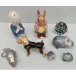 Vintage Collectable Parcel of 8 Items Includes Royal Doulton Bunnykins Helping Mother DB2 and Wade