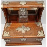 Antique Vintage 19th Century Oak and Silver Plated Tantalus with Secret Gaming Drawers. Measures