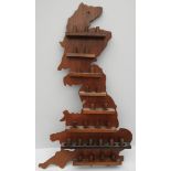 Vintage Collectable Thimble Display Shelf Shaped As Great Britain 12 x 20 inches Tall. Part of a