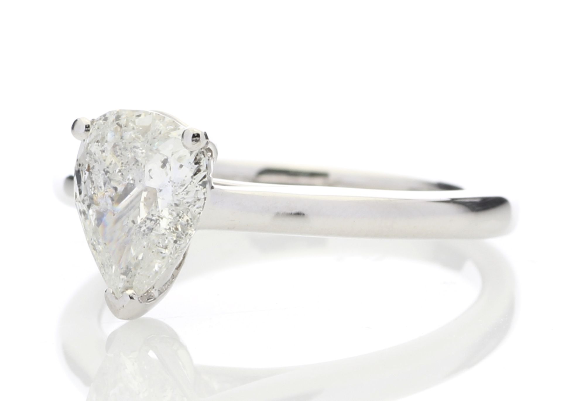 18k White Gold Single Stone Pear Cut Diamond Ring 1.02 - Image 2 of 5